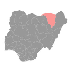 Yobe state map, administrative division of the country of Nigeria. Vector illustration.