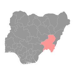 Taraba state map, administrative division of the country of Nigeria. Vector illustration.
