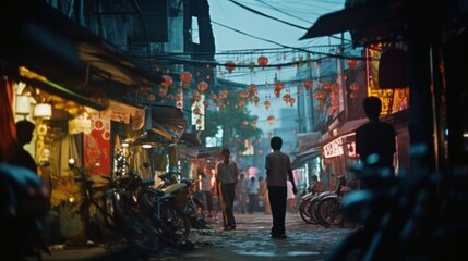 Cinematic shot, street photography, Thailand - obrazy, fototapety, plakaty