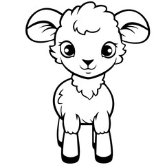 Coloring page outline of cartoon lamb