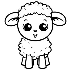 Coloring page outline of cartoon lamb