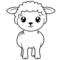 Coloring page outline of cartoon lamb