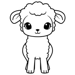 Coloring page outline of cartoon lamb