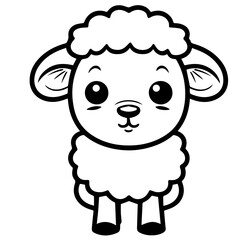 Coloring page outline of cartoon lamb