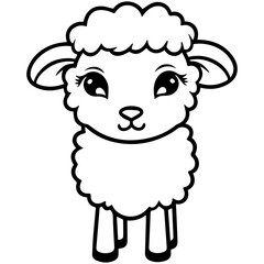 Coloring page outline of cartoon lamb