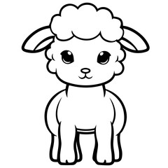 Coloring page outline of cartoon lamb