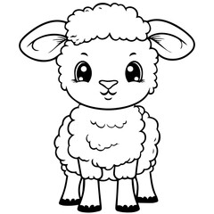 Coloring page outline of cartoon lamb