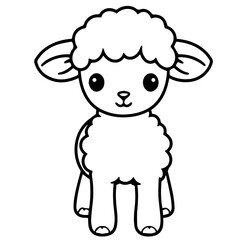 Coloring page outline of cartoon lamb