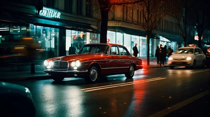 Kissenbezug Vintage car, street photography, cinematic shot © Darya