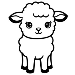 Coloring page outline of cartoon lamb