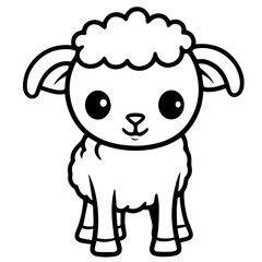 Coloring page outline of cartoon lamb