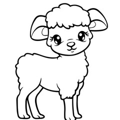 Obraz na płótnie Canvas Coloring page outline of cartoon lamb