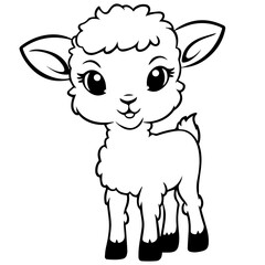 Coloring page outline of cartoon lamb