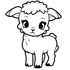 Coloring page outline of cartoon lamb
