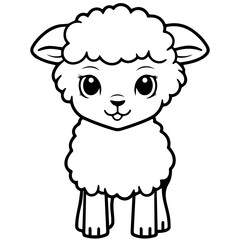 Coloring page outline of cartoon lamb