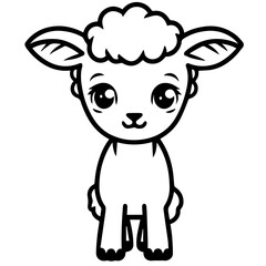 Coloring page outline of cartoon lamb