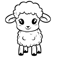 Coloring page outline of cartoon lamb