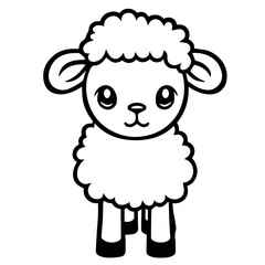 Coloring page outline of cartoon lamb