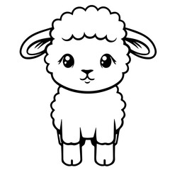 Coloring page outline of cartoon lamb