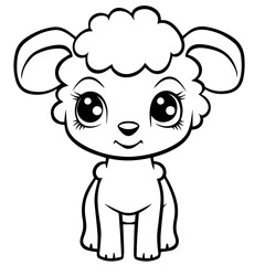 Coloring page outline of cartoon lamb