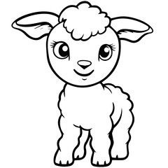 Coloring page outline of cartoon lamb