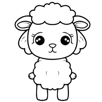 Coloring page outline of cartoon lamb