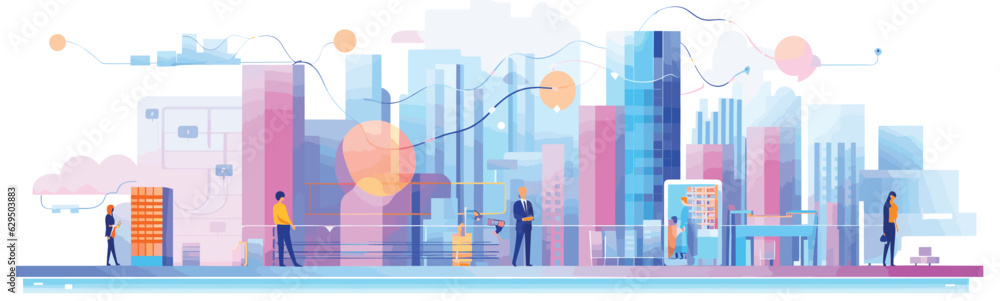 Wall mural digital data and big tech imagery vector simple 3d isolated illustration