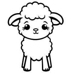 Coloring page outline of cartoon lamb