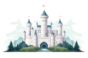 Abwaschbare Fototapete Feenwald castle vector flat minimalistic asset isolated illustration