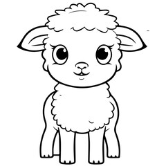 Coloring page outline of cartoon lamb