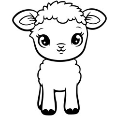 Coloring page outline of cartoon lamb