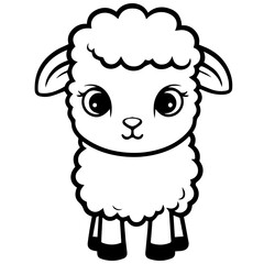 Coloring page outline of cartoon lamb