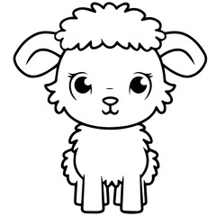 Fototapeta premium Coloring page outline of cartoon lamb