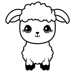 Coloring page outline of cartoon lamb
