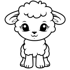 Coloring page outline of cartoon lamb