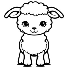 Coloring page outline of cartoon lamb