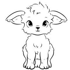 Coloring page outline of cartoon lamb