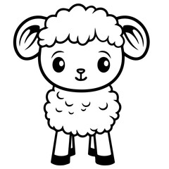 Coloring page outline of cartoon lamb