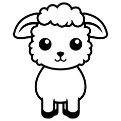 Coloring page outline of cartoon lamb