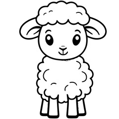 Coloring page outline of cartoon lamb