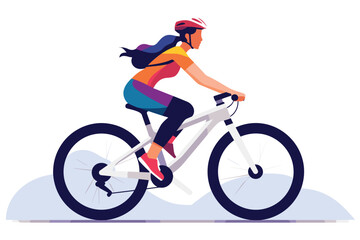 woman on bike vector flat minimalistic isolated illustration