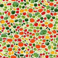 Colored seamless pattern of vegetables. AI generated.