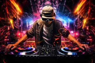 Obraz premium DJ playing music