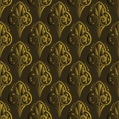 Fototapeta na wymiar Vector damask seamless pattern background. Elegant luxury golden texture for wallpapers, floral backgrounds and page fill.