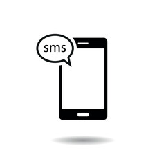 SMS icon vector illustration. Phone on isolated background. Text sign concept.