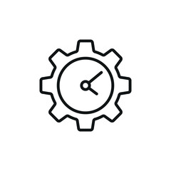 Cogwheel clock icon vector illustration. Symbol gear on isolated background. Time sign concept.