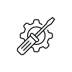 Screwdriver with gear icon vector illustration. Tools on isolated background. Settings sign concept.