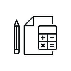 Calculator icon vector illustration. Document with pencil icon on isolated background. Calculation sign concept.