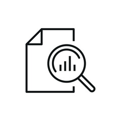 Document with loupe icon vector illustration. Diagram icon on isolated background. Analysis sign concept.