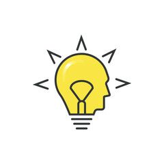 Lightbulb icon vector illustration. Bulb on isolated background. Human head sign concept.
